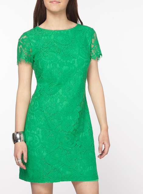 Petite Green Lace Shift Dress